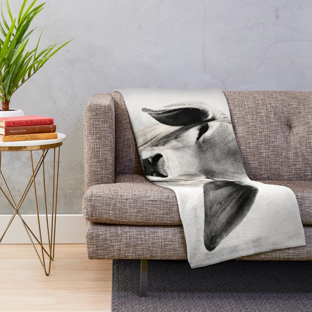 Brahman calf plush blanket with cute cow design