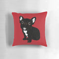 Cute brindle French Bulldog puppy printed on a soft, plush throw pillow.