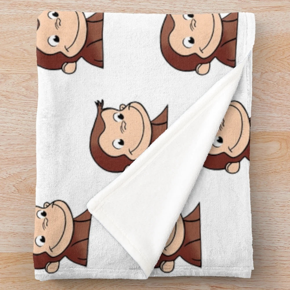 Curious George inspired brown monkey plush blanket