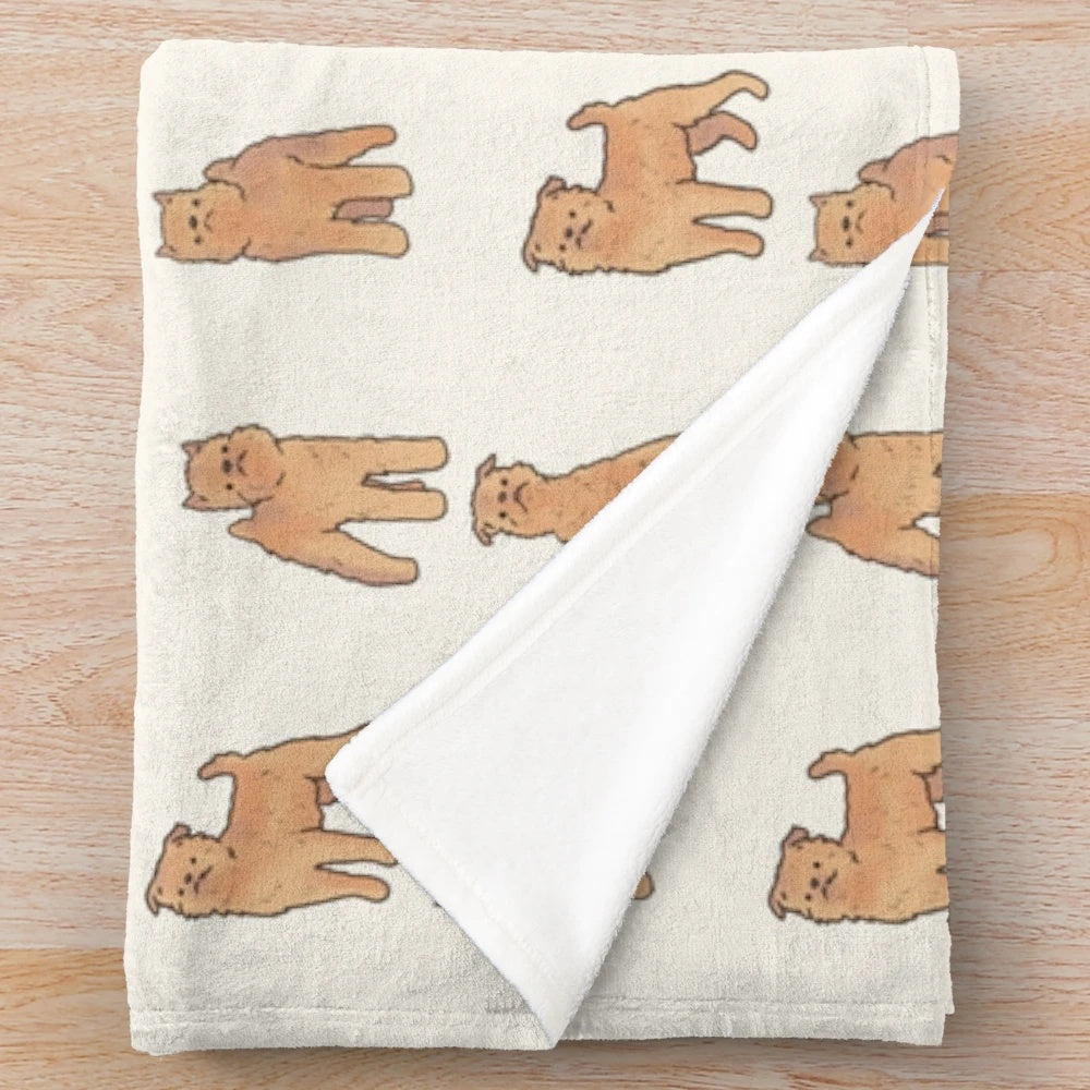 Cute Brussels Griffon Dog Illustration Plush Blanket