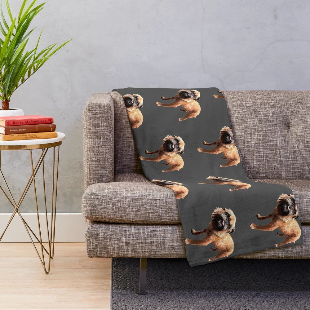 Cute brussels griffon dog illustration on a plush blanket