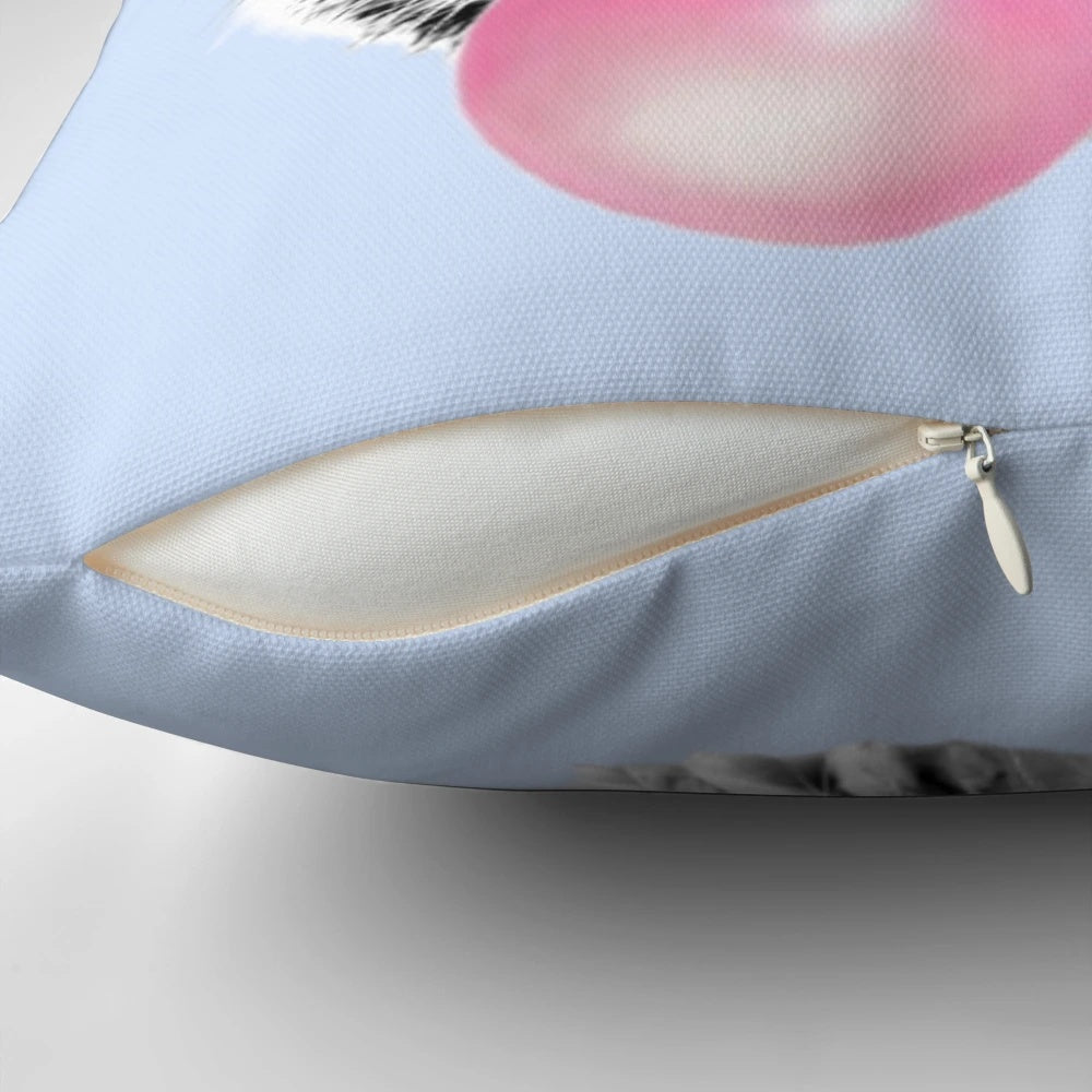 Soft, cuddly guinea pig pillow in bubble gum pink color, perfect for kids' rooms and nurseries.