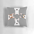 Soft, fluffy pillow featuring a charming squad of cute bull terrier dogs