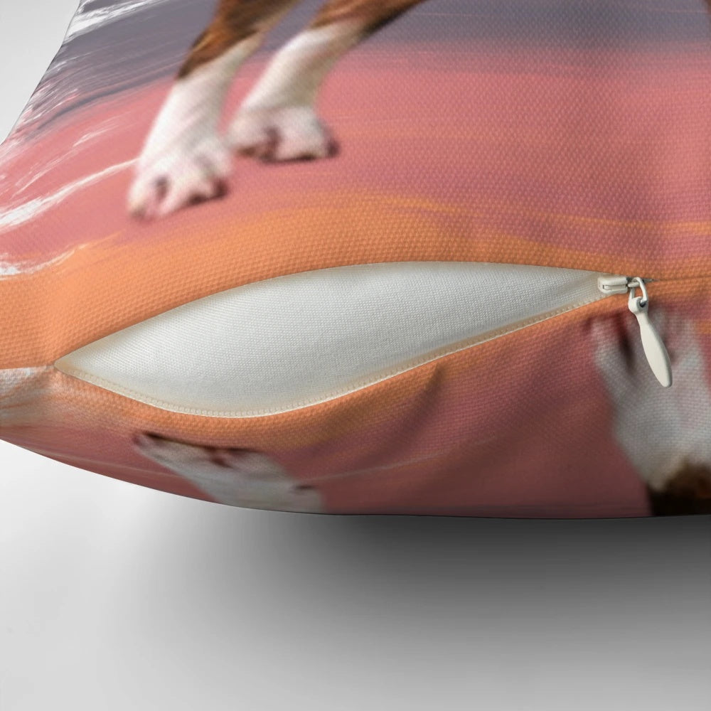 Plush bull terrier pillow with a cute, playful design