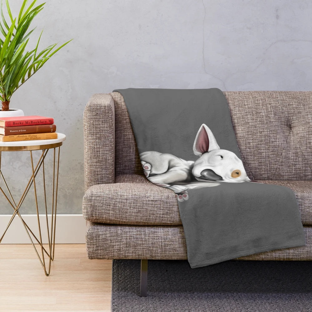 Bullterrier puppy plush blanket