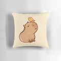 Soft and plush pillow featuring a cute capybara and bird design