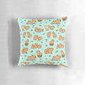 Adorable capybara seamless pattern design on a pillow, featuring the giant rodent from South America.