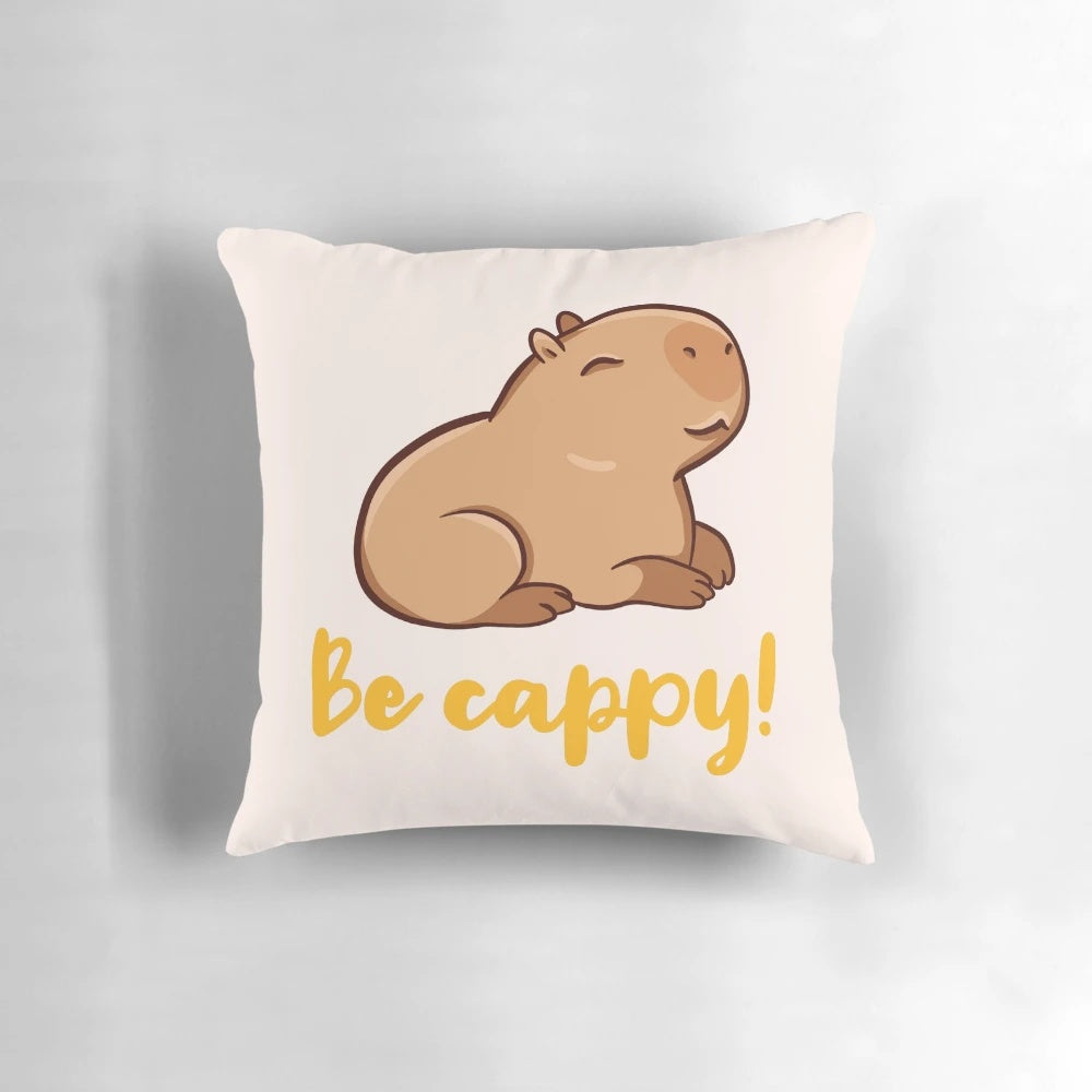 Soft, cuddly pillow featuring a cute capybara-themed design