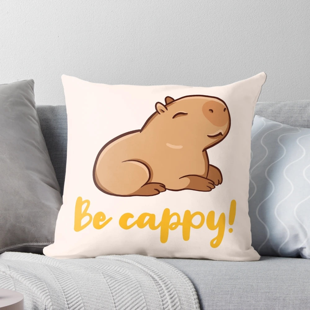 Soft, cuddly pillow featuring a cute capybara-themed design