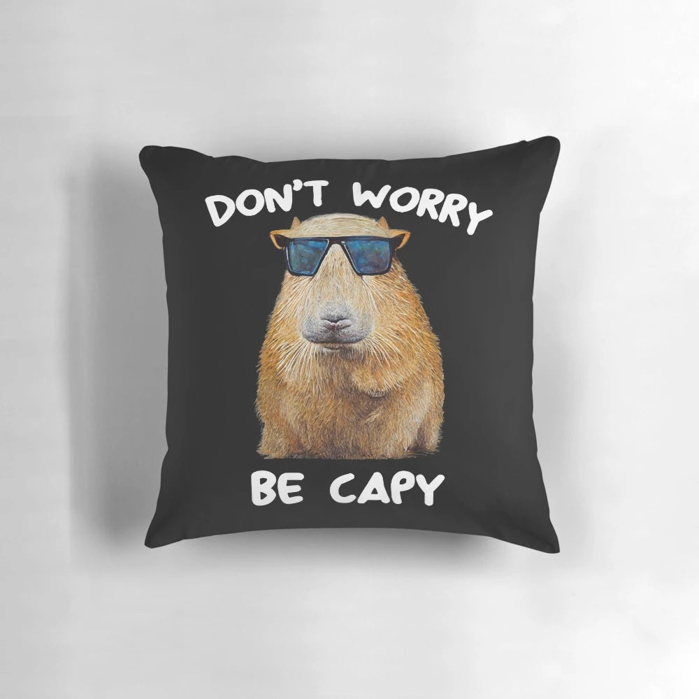Plush capybara-shaped pillow with a fun, retro-inspired design