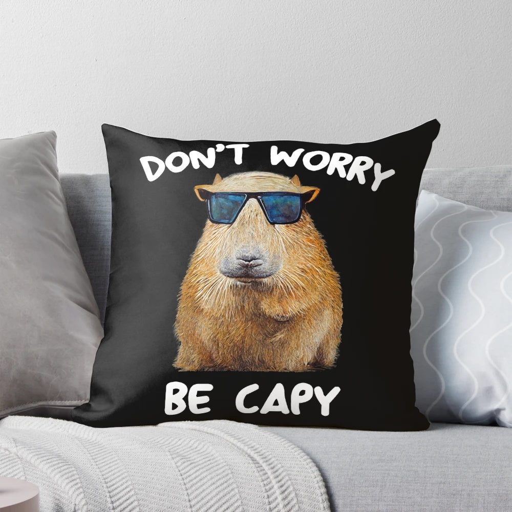 Plush capybara-shaped pillow with a fun, retro-inspired design