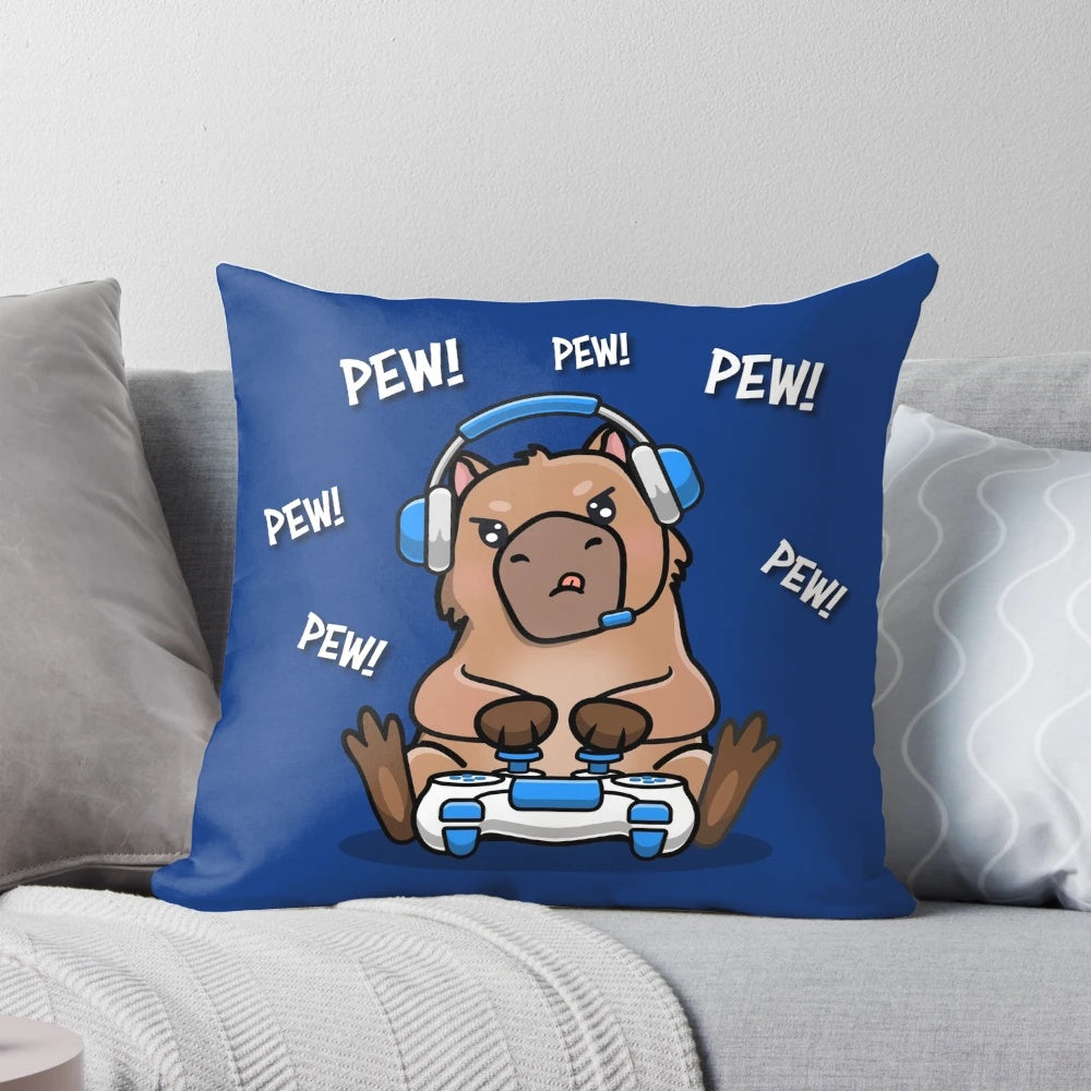 Soft and plush capybara pillow, perfect for adding a touch of cuteness to any room.