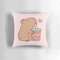 Cute capybara plush pillow with bubble tea or boba tea design
