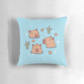 Cute capybaras chilling in a Japanese hot spring with oranges