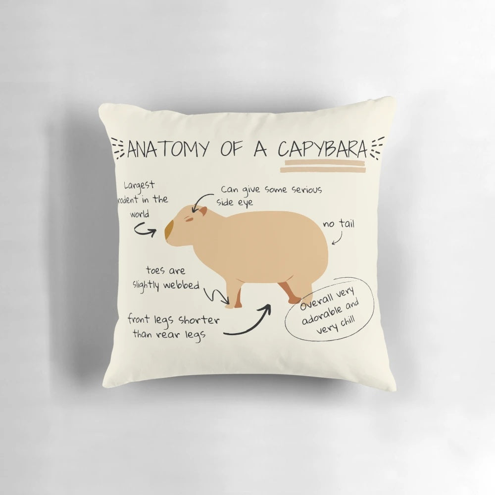 Soft and plush capybara-themed pillow with a cute cartoon design