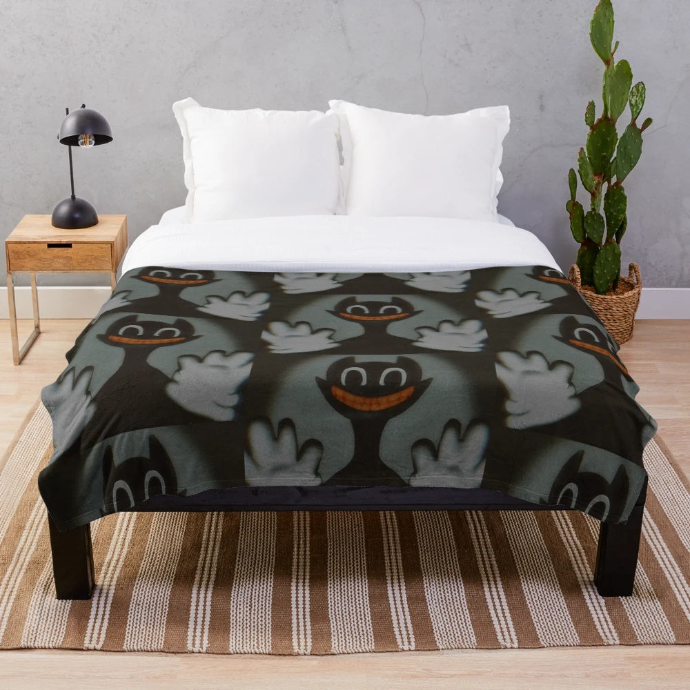 Soft and cuddly cartoon cat plush blanket