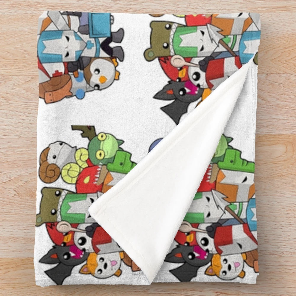 Castle Crashers inspired plush blanket featuring a cute knight design
