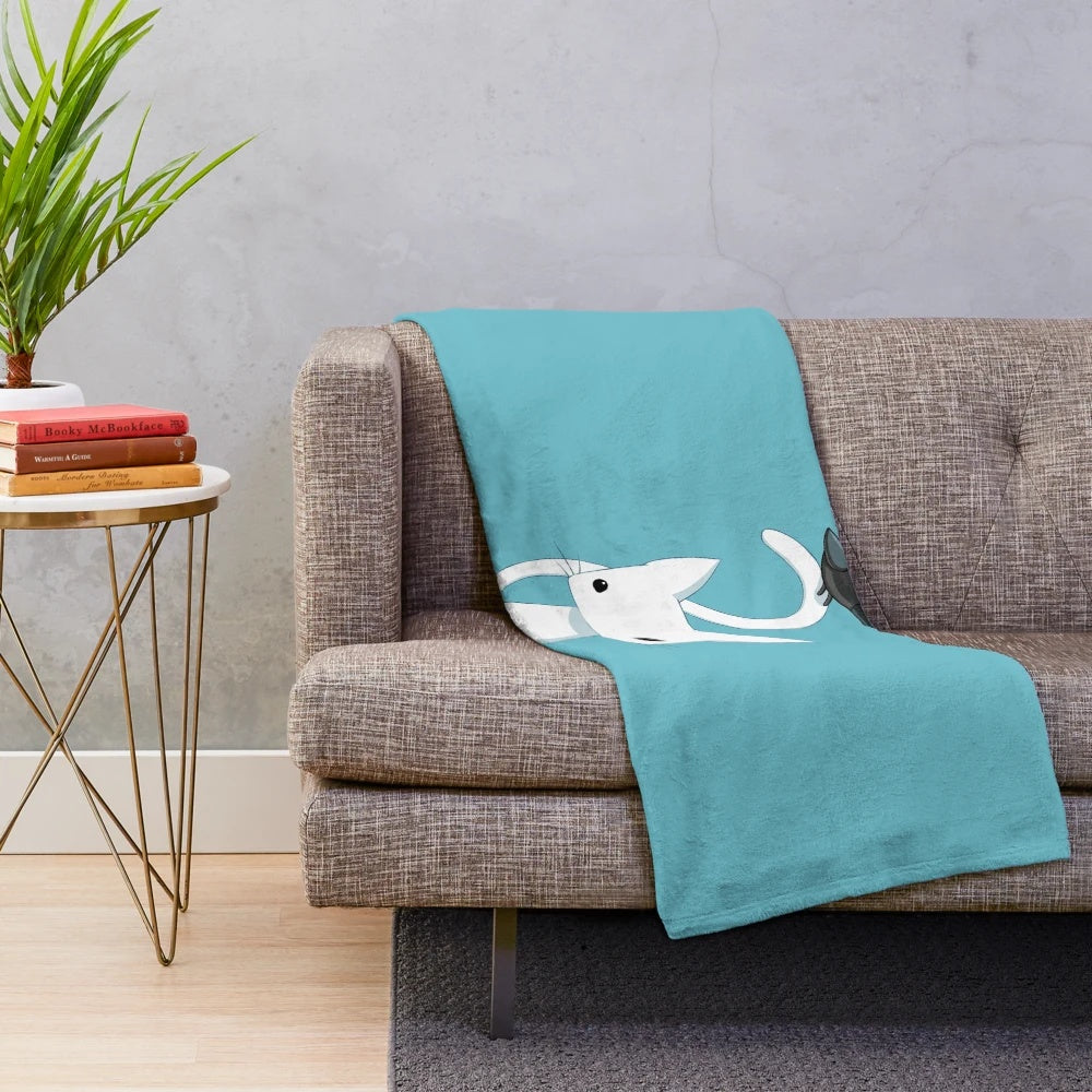 Cat and Raven Themed Plush Blanket