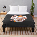 Cozy cat boba tea plush blanket with kawaii anime design