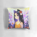 Soft, cute anime cat girl pillow with floral spring design