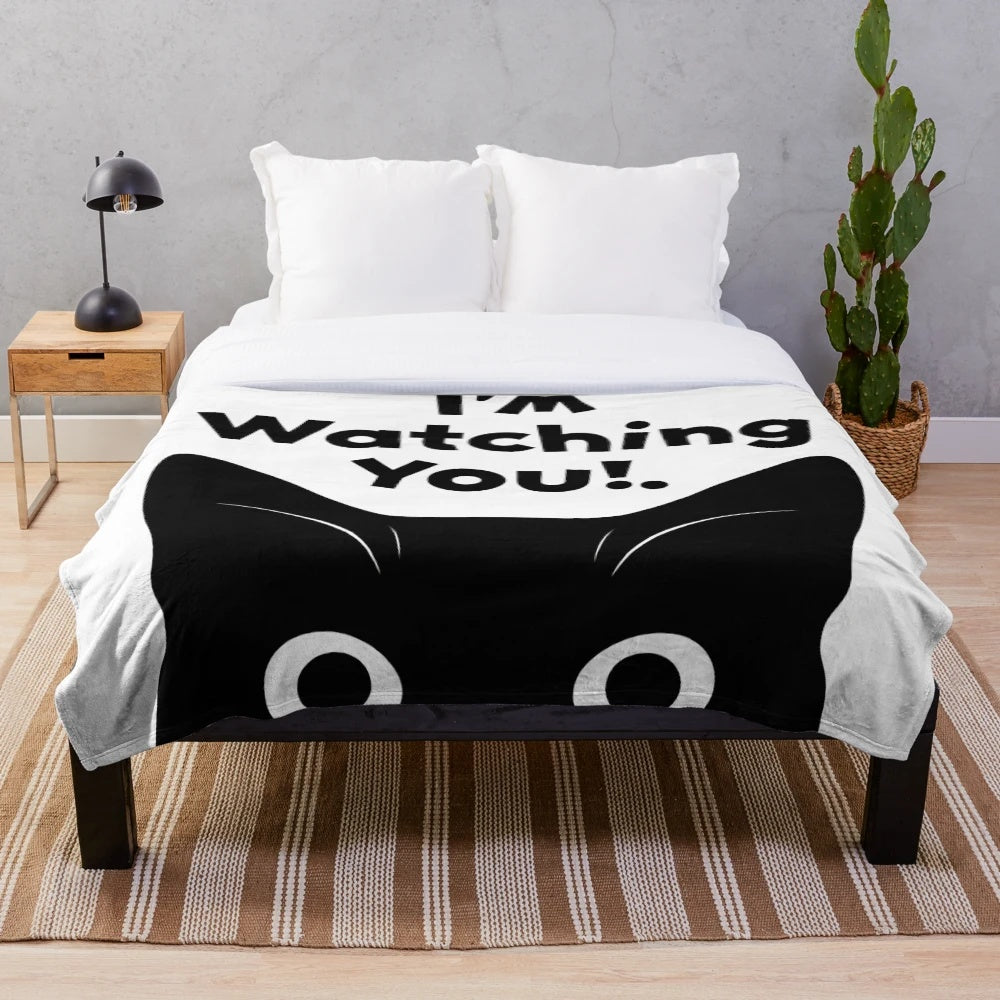 Cute cat plush blanket with soft, cuddly design