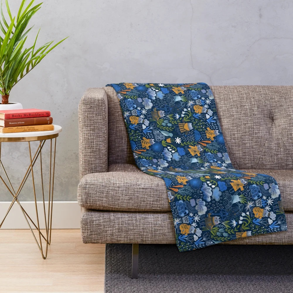 Cute cats in a garden plush blanket