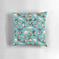 Soft, blue pillow with a cute cat snake pattern design