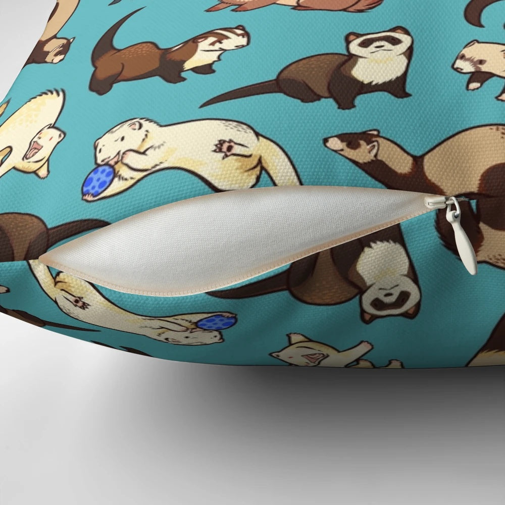 Soft, blue pillow with a cute cat snake pattern design