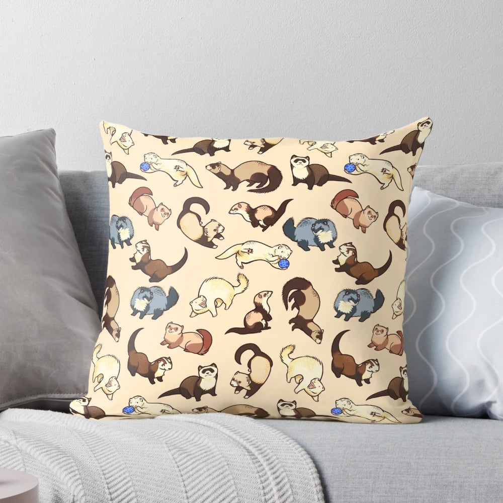 Soft and cuddly cat snake ferret plush pillow with cute patterns, perfect for home decor