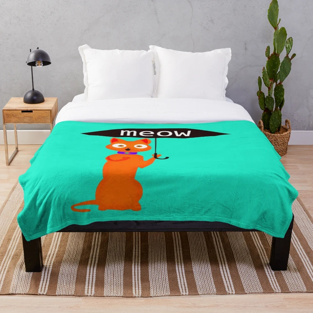 Soft and cuddly cat-patterned plush blanket for snuggling