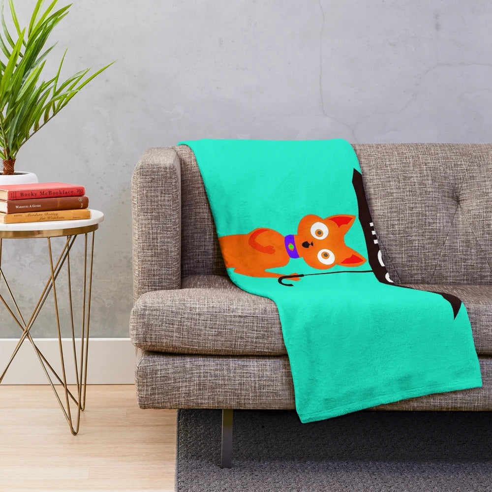 Soft and cuddly cat-patterned plush blanket for snuggling