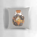 Decorative pillow with an illustration of cute tabby cats inside a glass jar