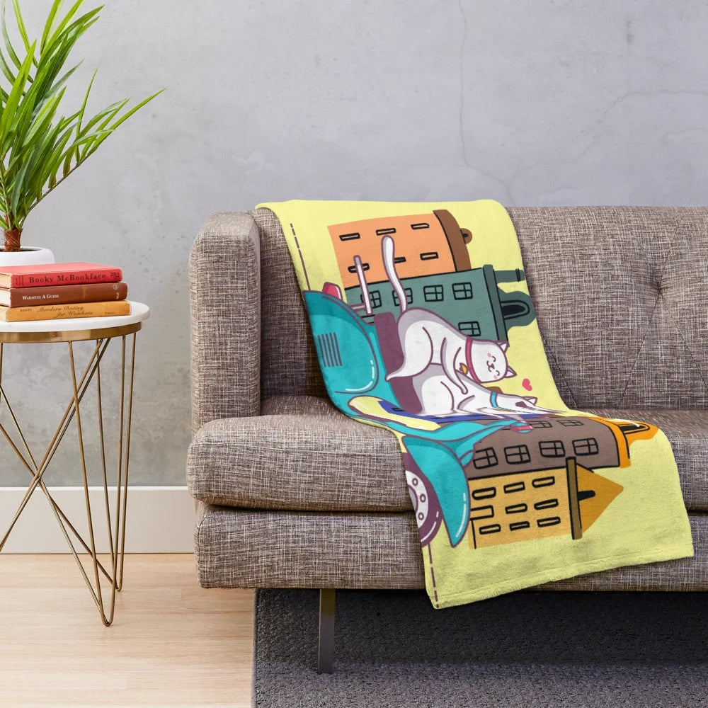 Cute and Cuddly Cats Plush Blanket with Soft Faux Fur