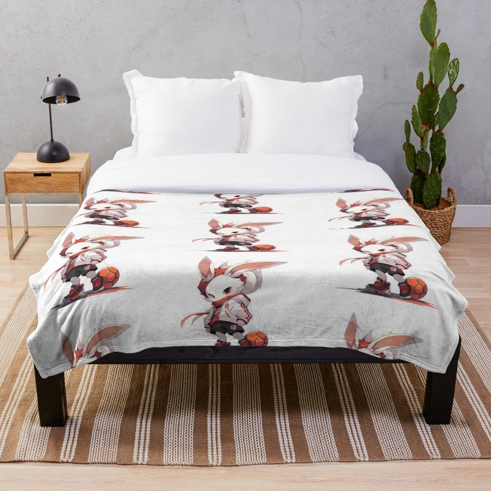 Cute Chibi Bunny Plush Blanket for Soft and Cuddly Home Decor