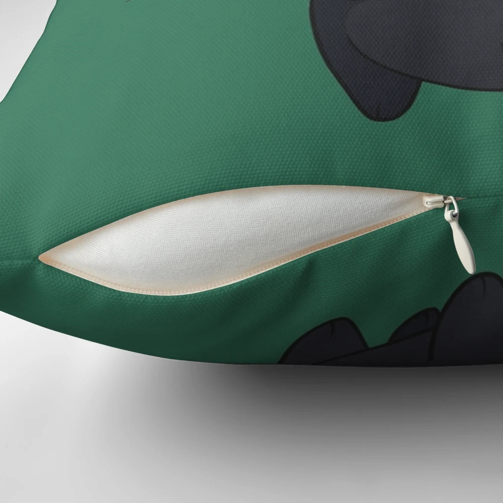 Soft and cuddly pillow featuring a cute, chibi-style black cat design inspired by the Norse god Loki