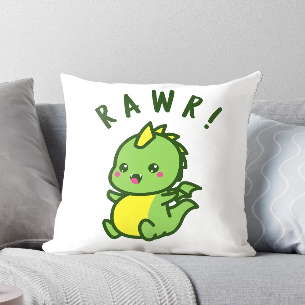 Soft and Cozy Chibi Dragon Pillow in a Vibrant Green Color