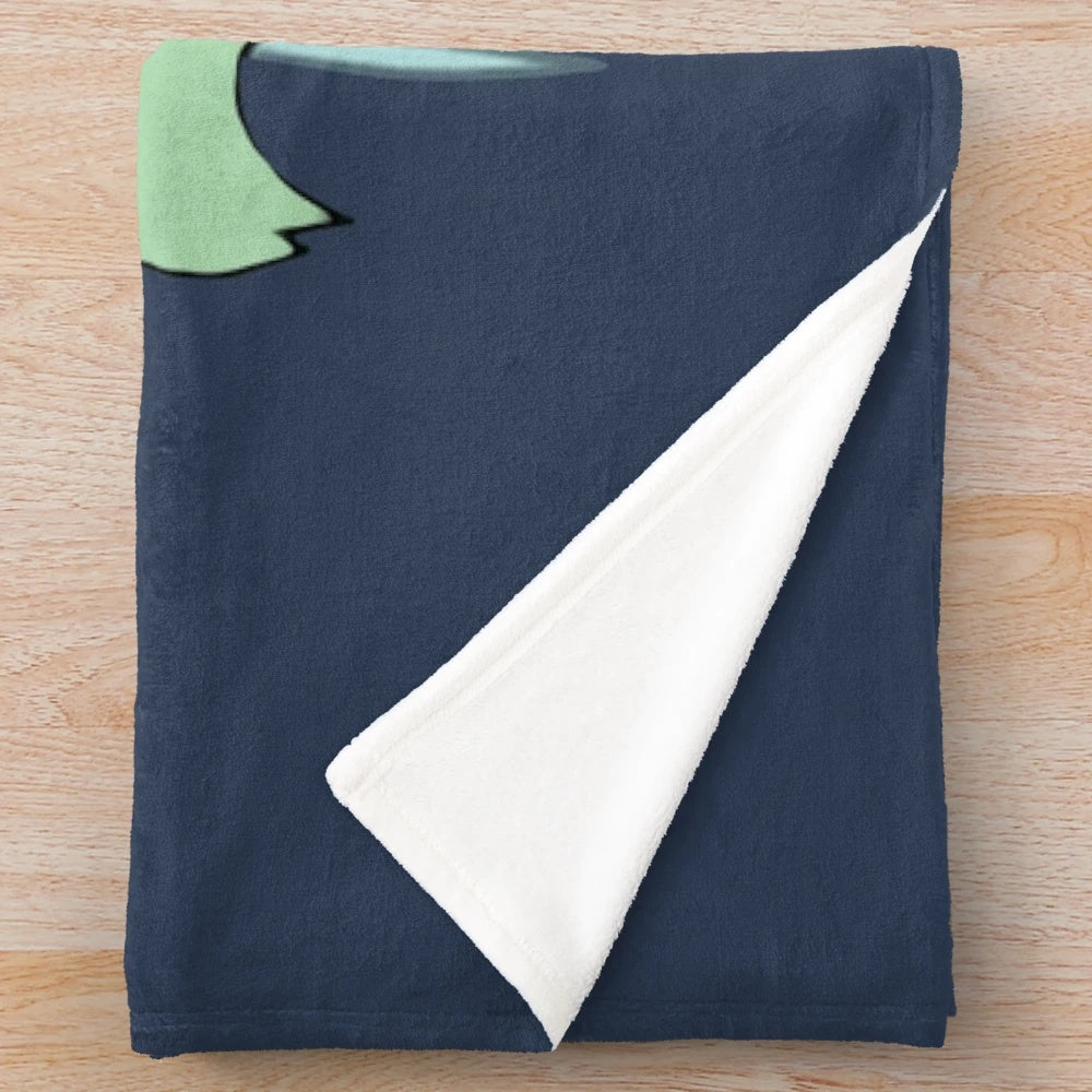 Cozy plush blanket featuring a cute chibi anime-style tomboy character