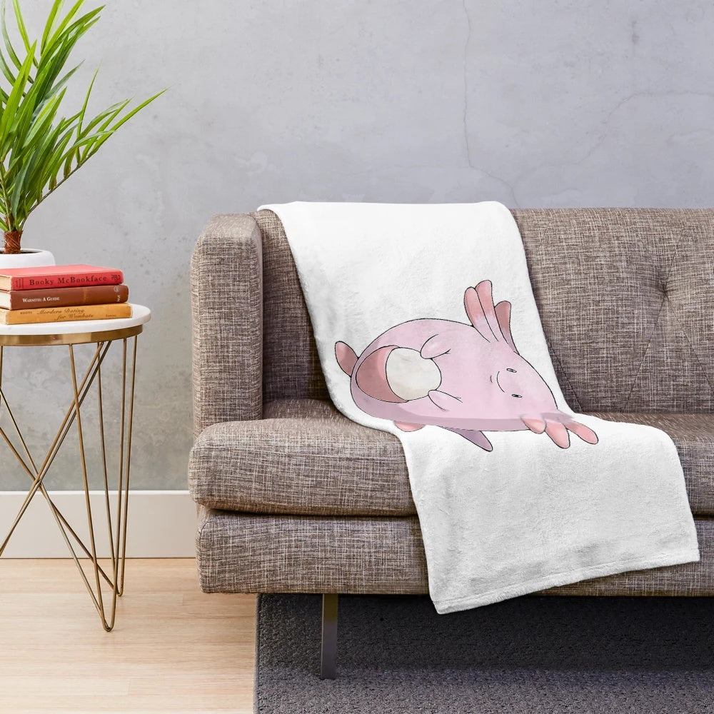 Chibi-style plush blanket with an anime-inspired design
