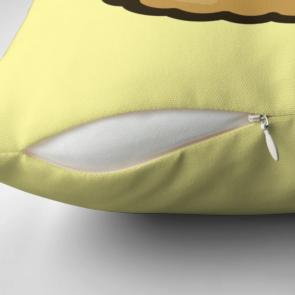 Soft and plush chicken nugget-shaped pillow in a cute, kawaii style