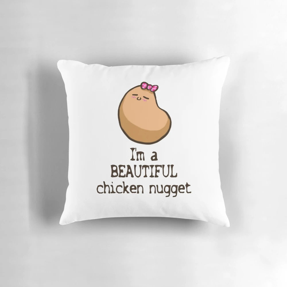 Soft, plush chicken nugget-shaped pillow for a fun and playful home accent
