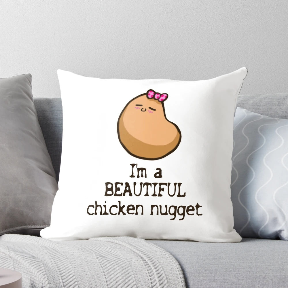 Soft, plush chicken nugget-shaped pillow for a fun and playful home accent
