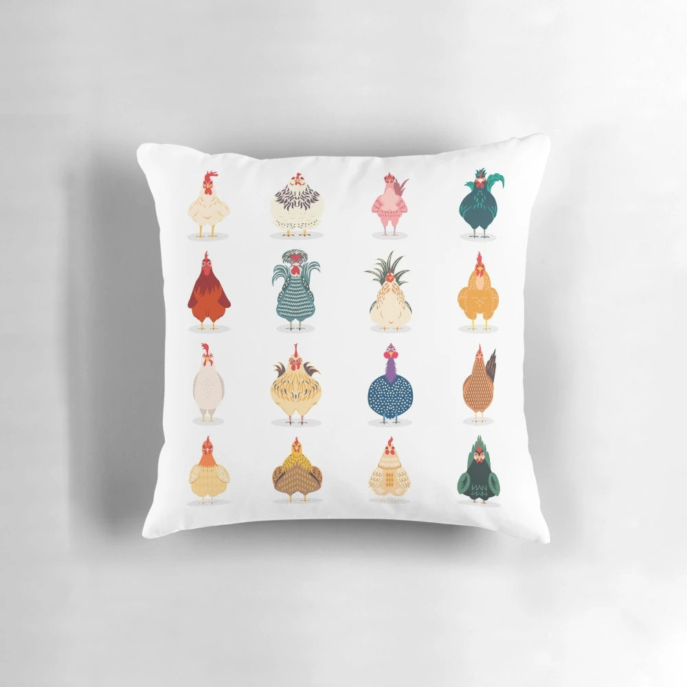 Vibrant and Colorful Chicken Shaped Throw Pillow