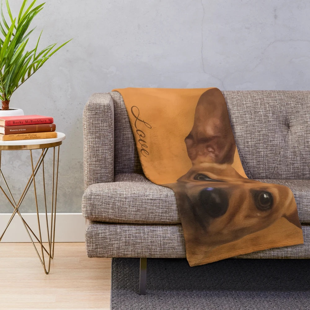 Chihuahua dachshund plush blanket with cute dog design