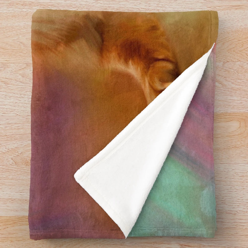 Cute chihuahua mixed media plush blanket with watercolor and pastel elements
