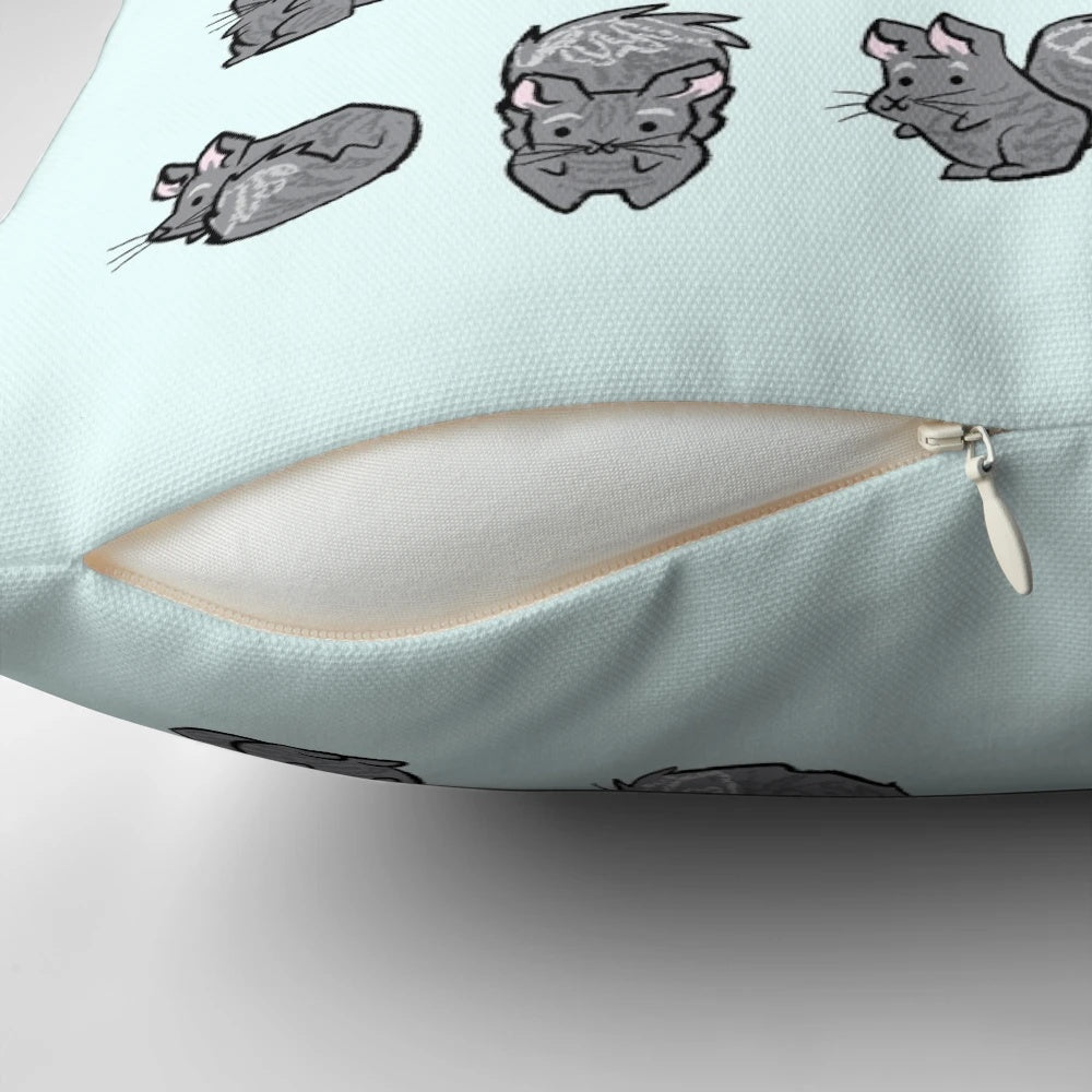 Illustration of a cute chinchilla on a plush pillow