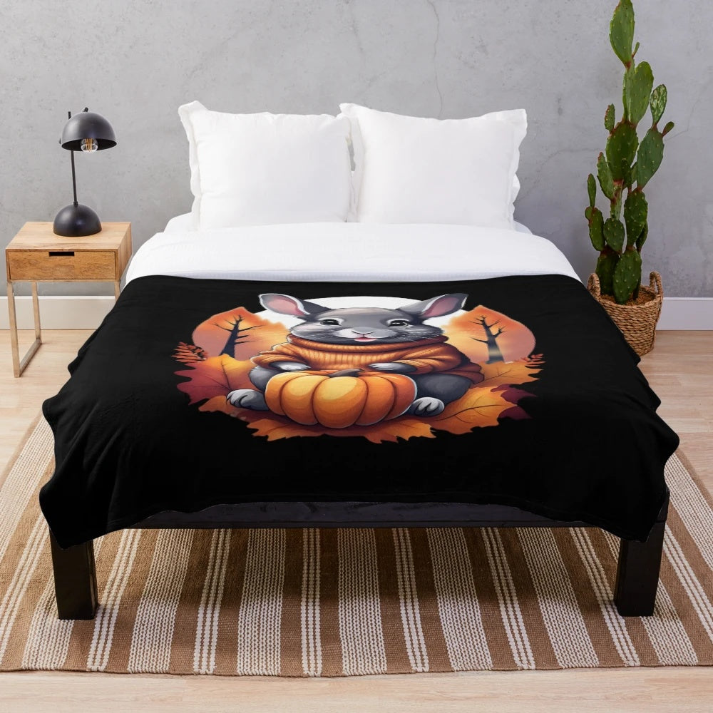 Soft and cuddly chinchilla plush blanket in autumn colors