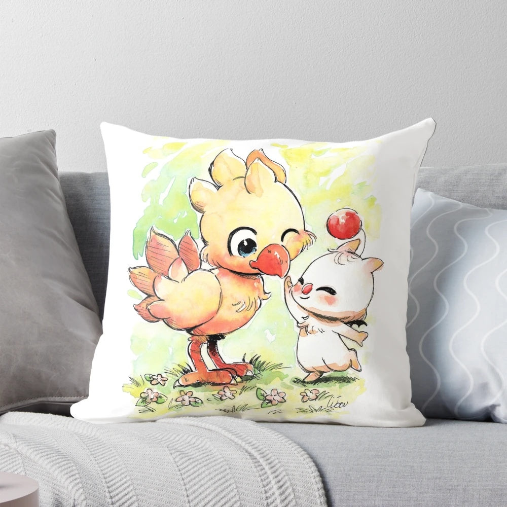 Soft, plush pillow featuring a cute chocobo character from the Final Fantasy video game franchise