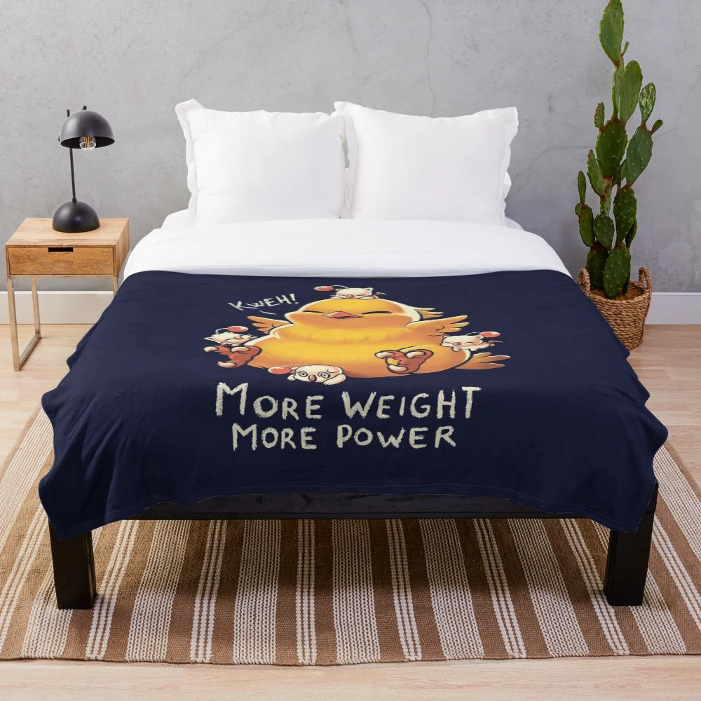 Chocobo plush blanket with a funny, chubby design inspired by the iconic Final Fantasy summon creature