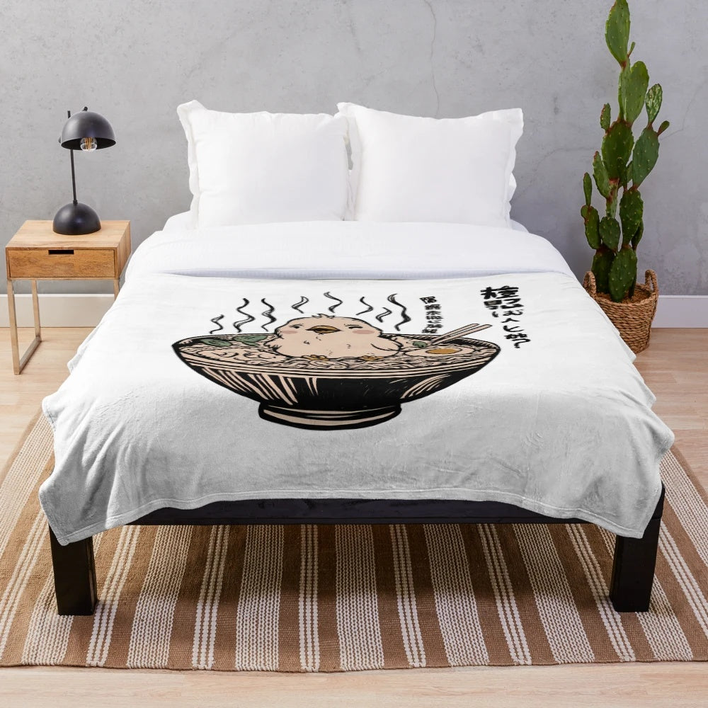 Kawaii Chocobo Ramen Themed Plush Blanket