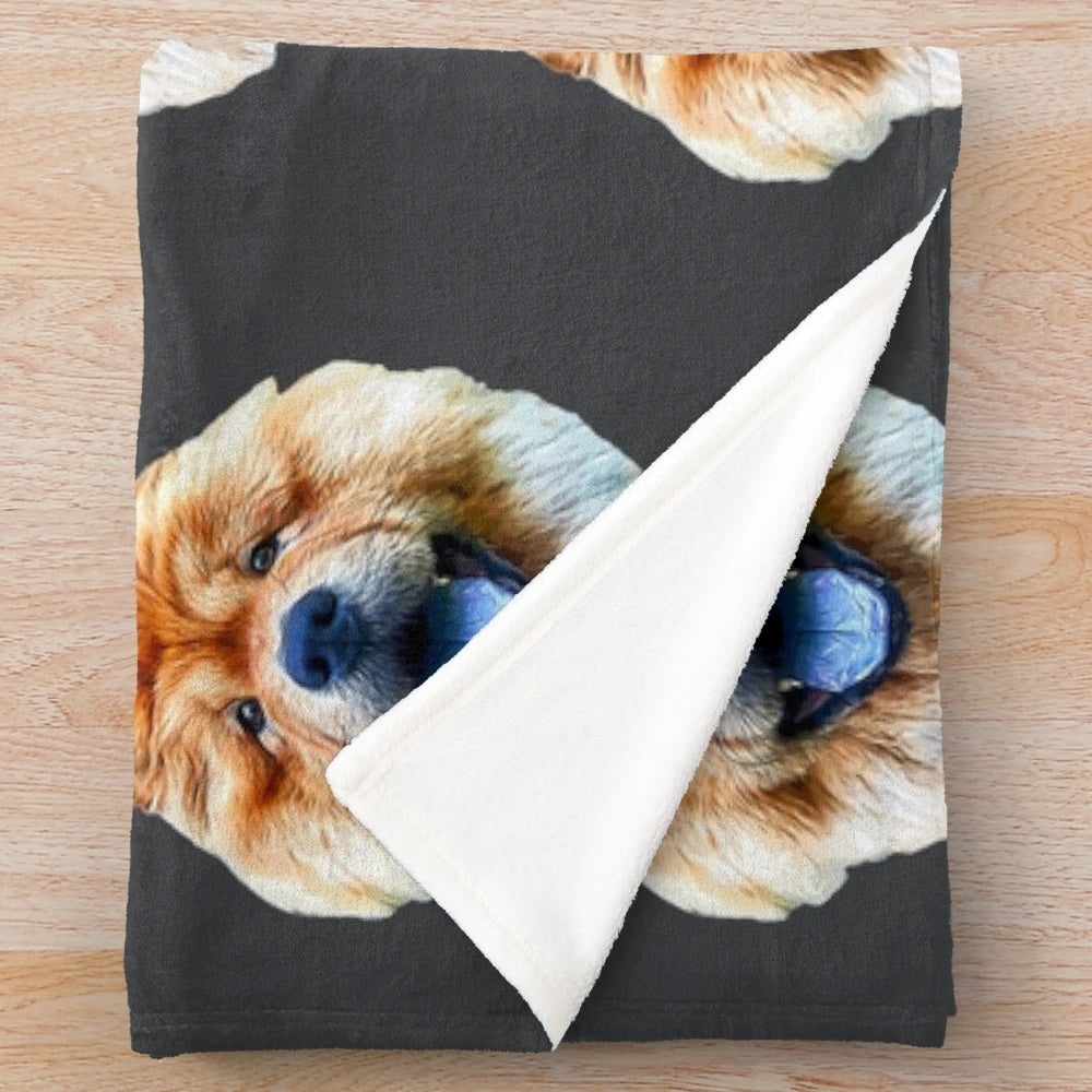 Chow Chow dog head art featured on a soft, cozy plush blanket